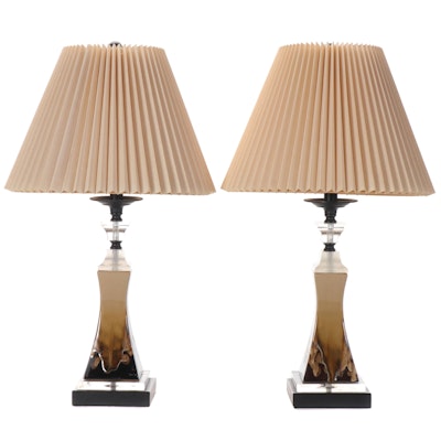 Pair of Drip Glazed Enamel on Metal Table Lamps, Contemporary