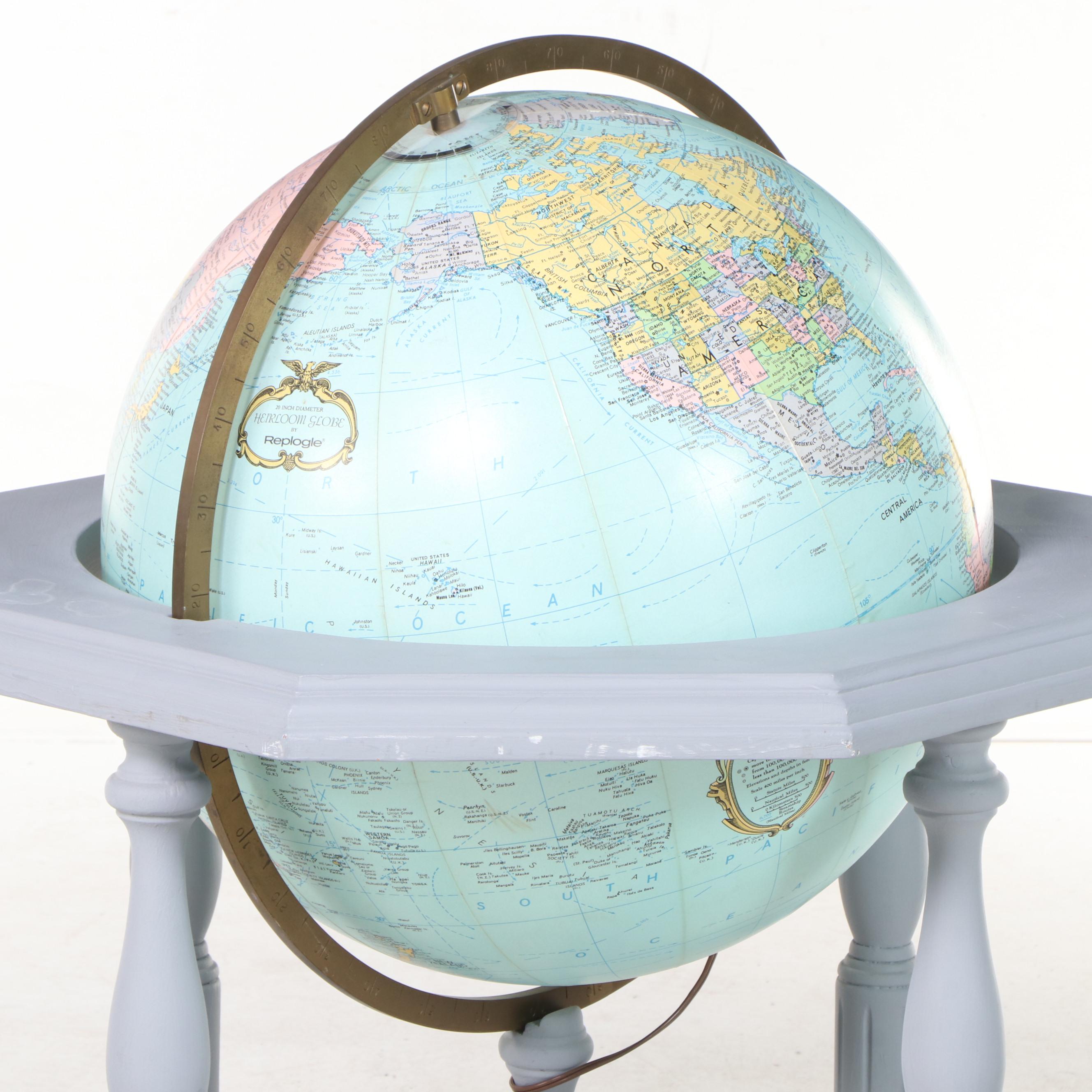 Replogle 20" Illuminated Heirloom Globe on Stand, Late 20th Century EBTH