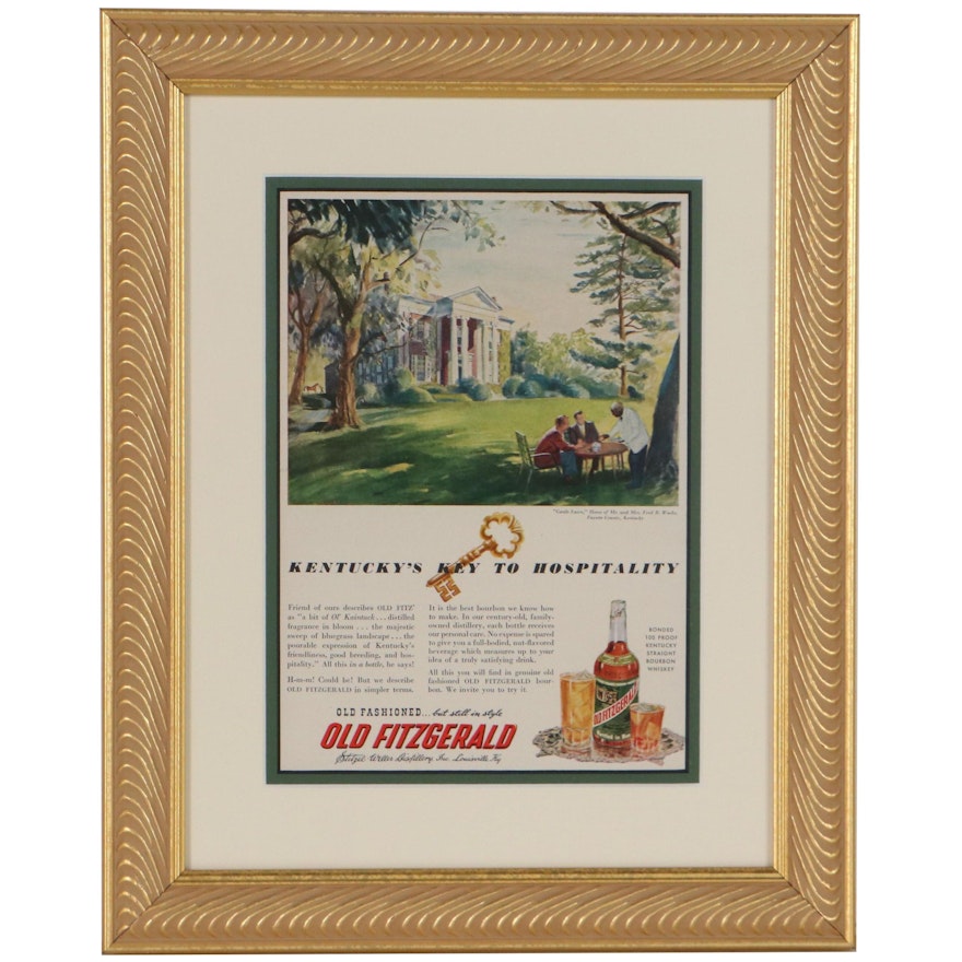 Old Fitzgerald Bourbon Whiskey Promotional Advertisement in Mat Frame