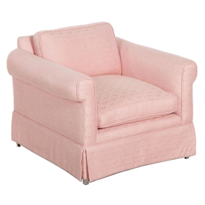 Pink Fabric Upholstered Club Chair, Late 20th Century