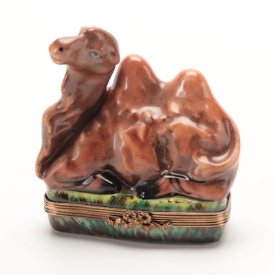 Chamart Hand-Painted Porcelain Bactrian Camel Limoges Box