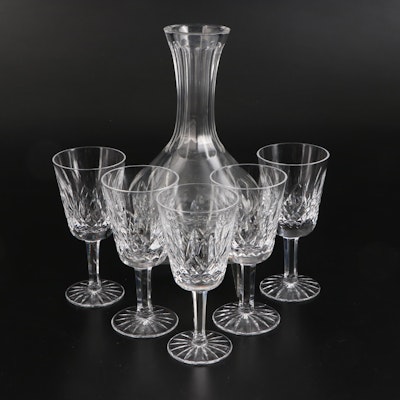 Waterford Crystal "Lismore" Carafe and White Wine Glasses