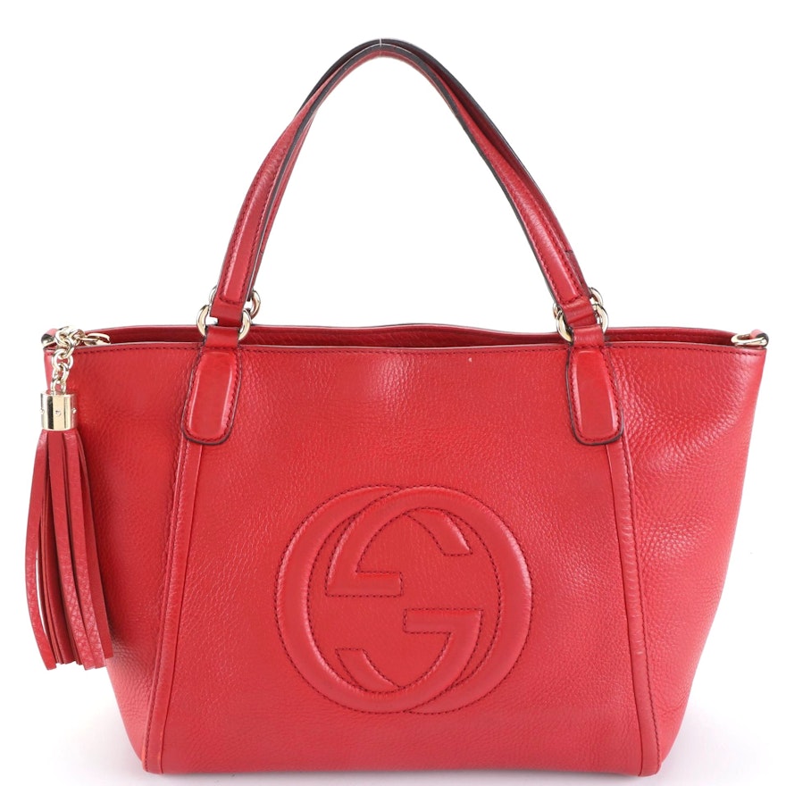 Gucci Soho Two-Way Tassel Bag in Red Pebbled Leather