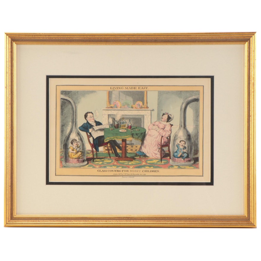 Hand-Colored Lithograph After Robert Seymour of Living Made Easy