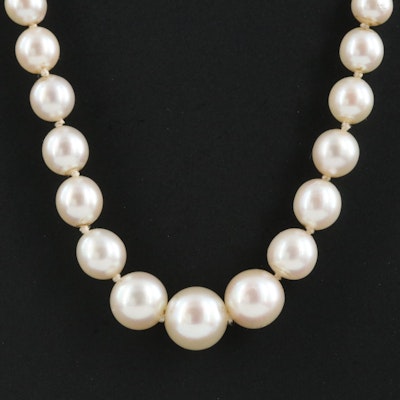 Graduated Pearl, Sapphire and Diamond Necklace with GIA Report