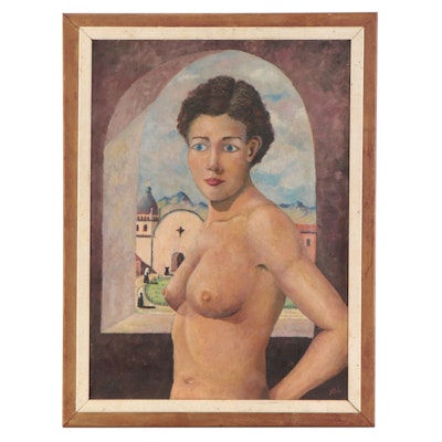 Portrait Oil Painting of a Female Nude, Circa 1930