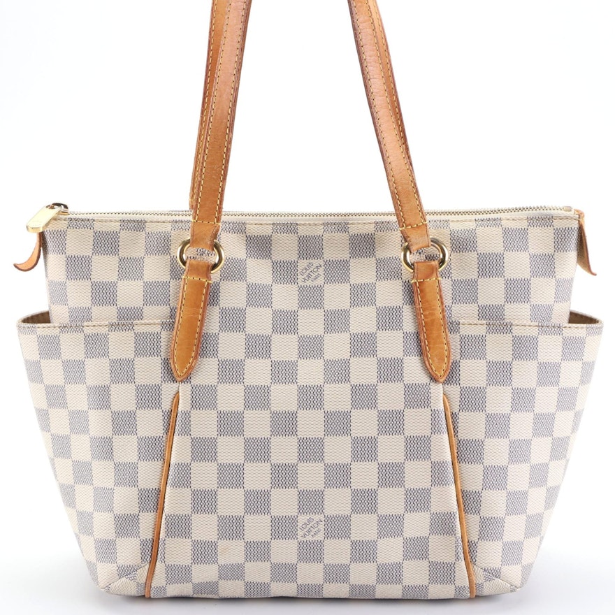 Louis Vuitton Totally PM Shoulder Bag in Damier Azur Canvas and Vachetta Leather