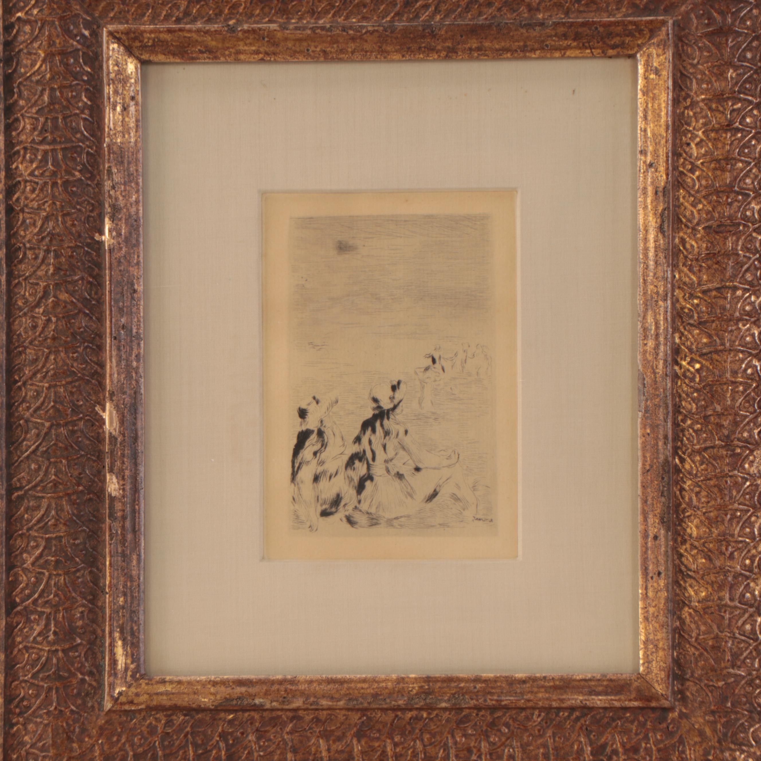 PierreAuguste Renoir Restrike Etching "Sur la plage, à Berneval" EBTH