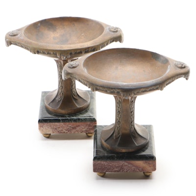 Art Nouveau Bronze Urns with Marble Bases, Late 19th/ Early 20th Century
