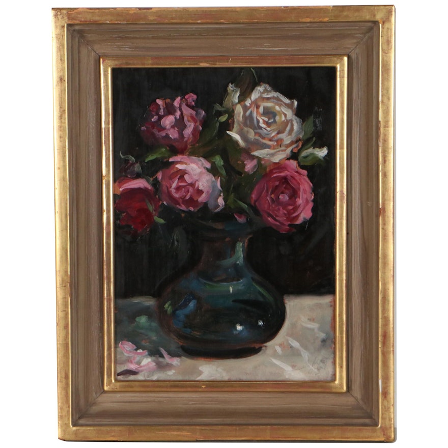 Marcus May Still Life Oil Painting "Roses," 1993