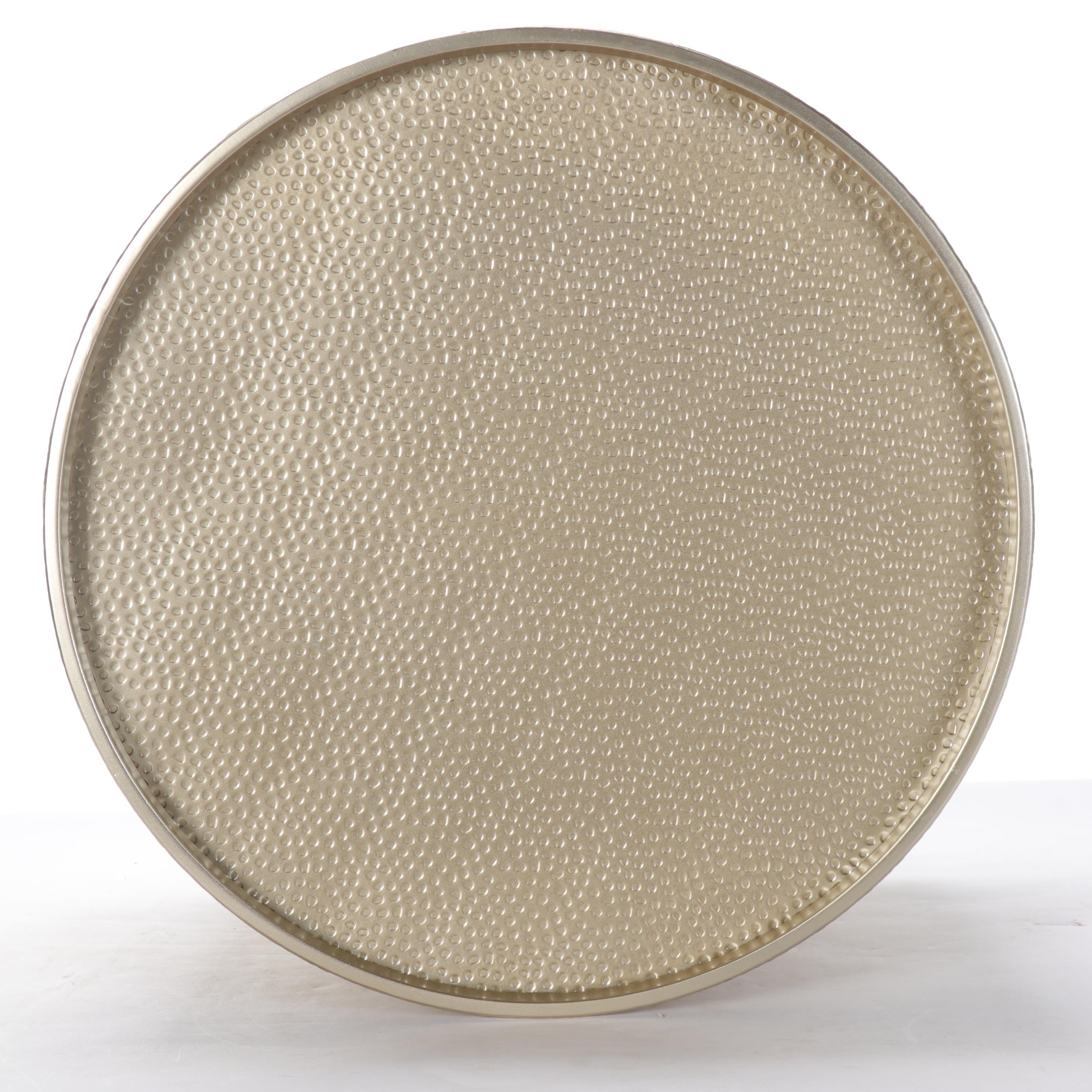 Contemporary Gold Tone Hammered Metal Drum Coffee Table EBTH