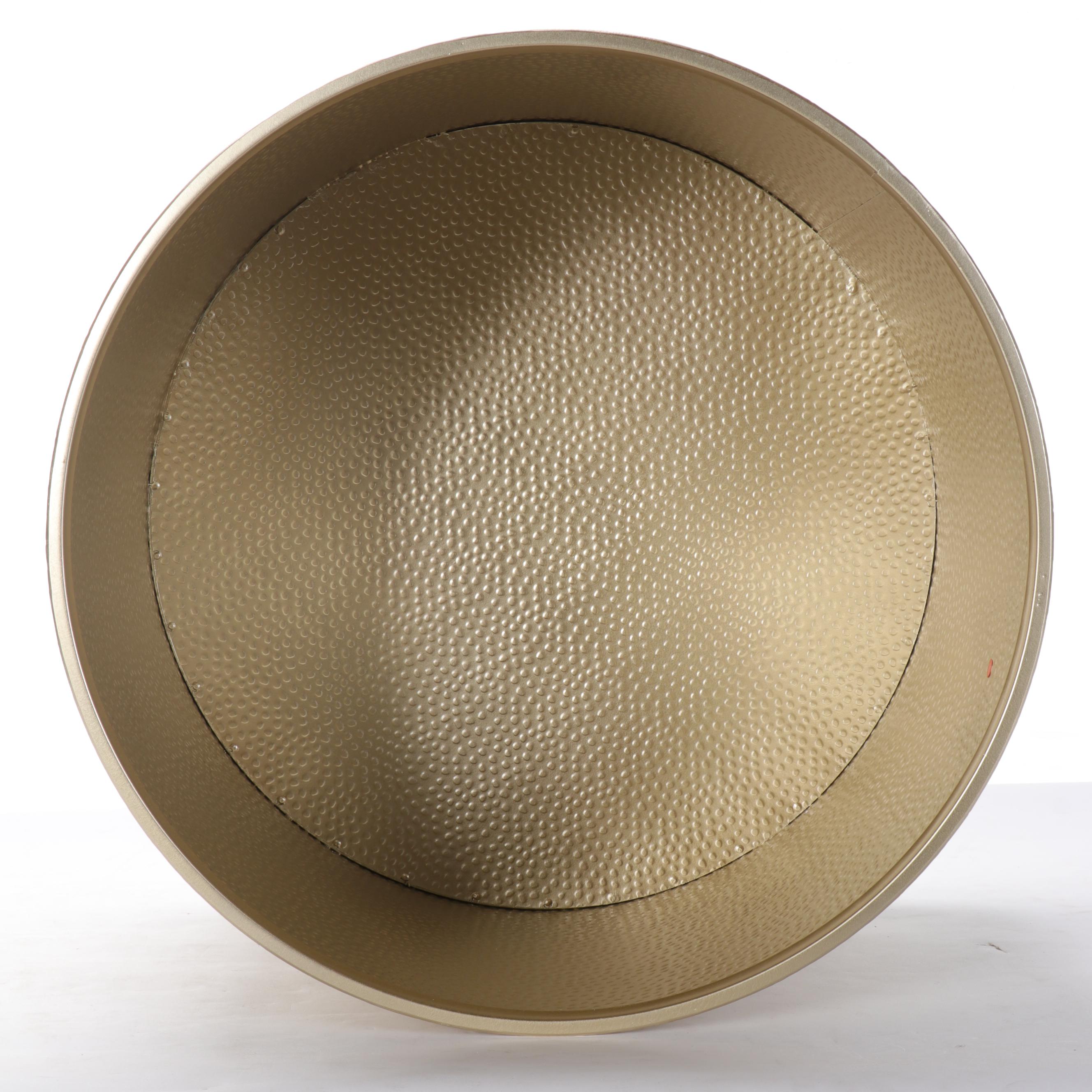 Contemporary Gold Tone Hammered Metal Drum Coffee Table EBTH