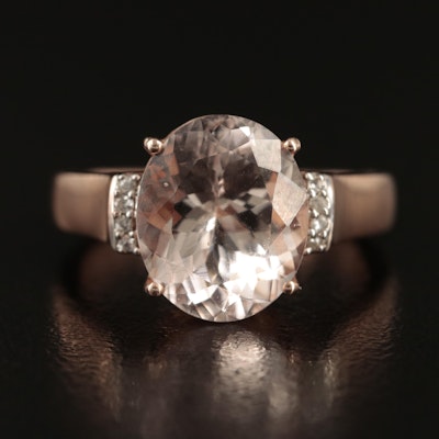 Sterling Morganite and Zircon Oval Ring