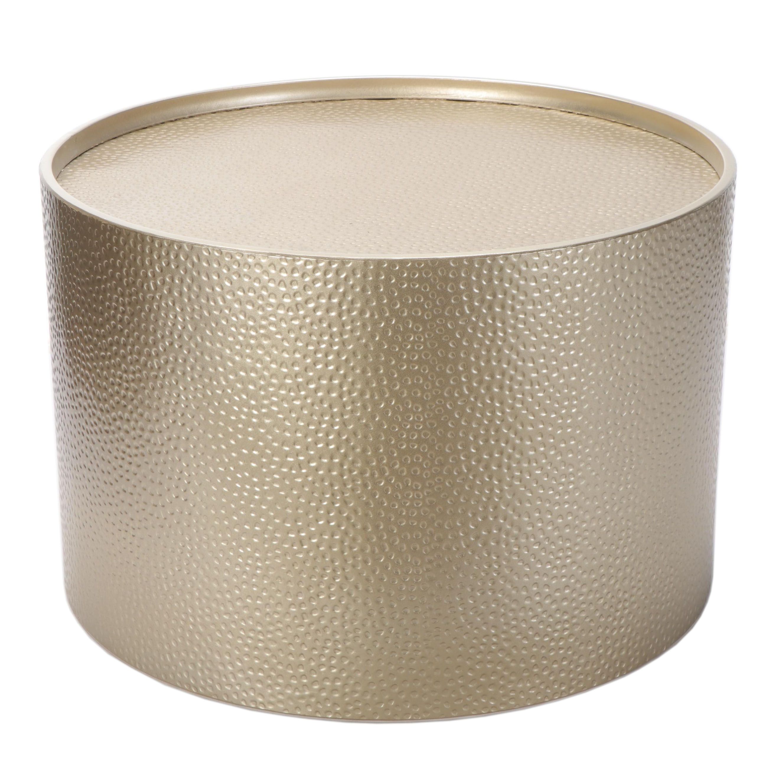 Contemporary Gold Tone Hammered Metal Drum Coffee Table EBTH