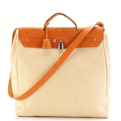 Hermès Herbag 39 2-in-1 Tote in Natural Toile and Vache Hunter Leather