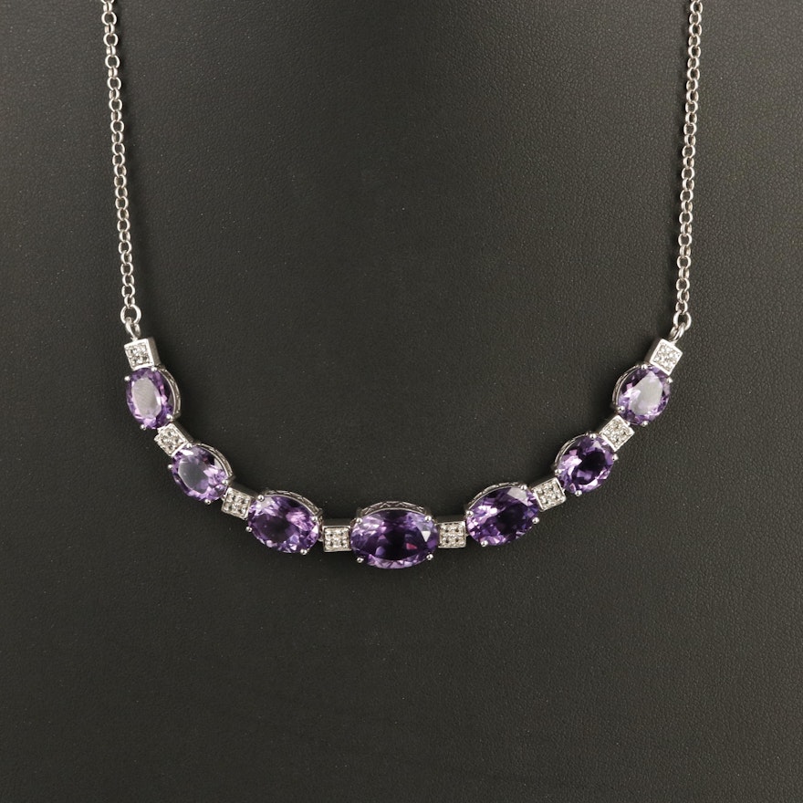 Sterling Amethyst and Zircon Necklace