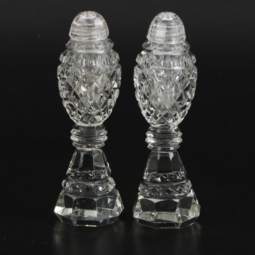 Cut and Polished Crystal Salt and Pepper Shakers, Mid to Late 20th Century