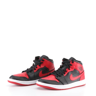 Men's Nike Air Jordan 1 Mid ''Banned 2020'' in Black/Red/White