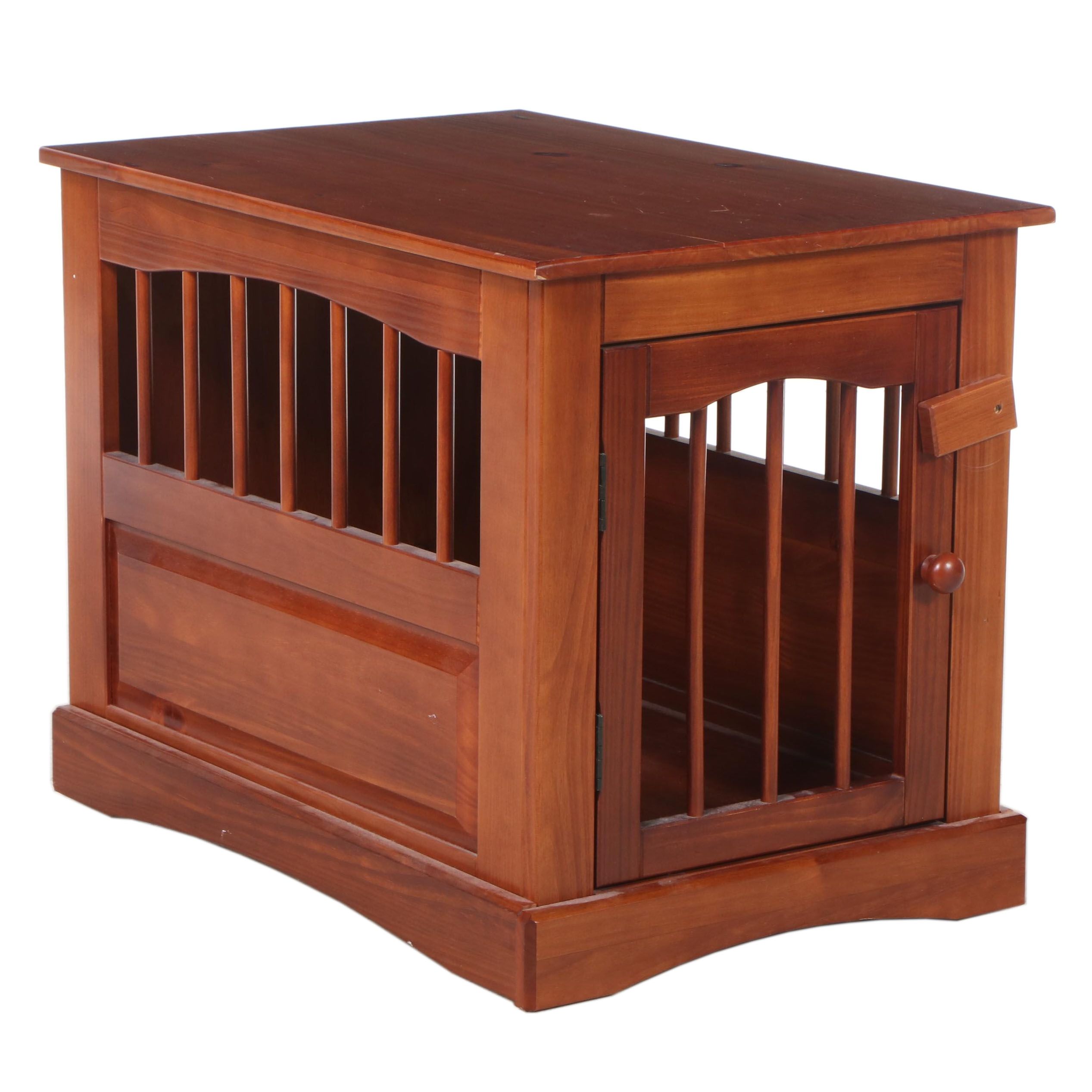 Contemporary Pine Dog Crate Side Table EBTH