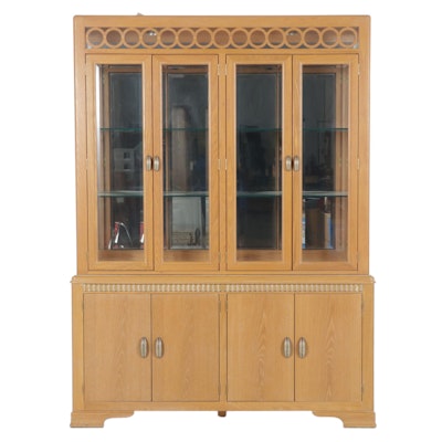 Broyhill Premier Blonde Wood Two-Piece China Cabinet, Late 20th Century