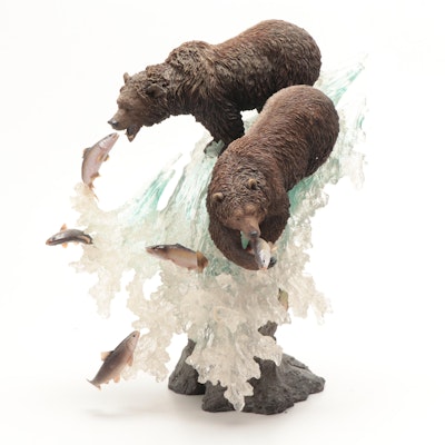 Simpkins Composite Figurine of Bears Catching Fish