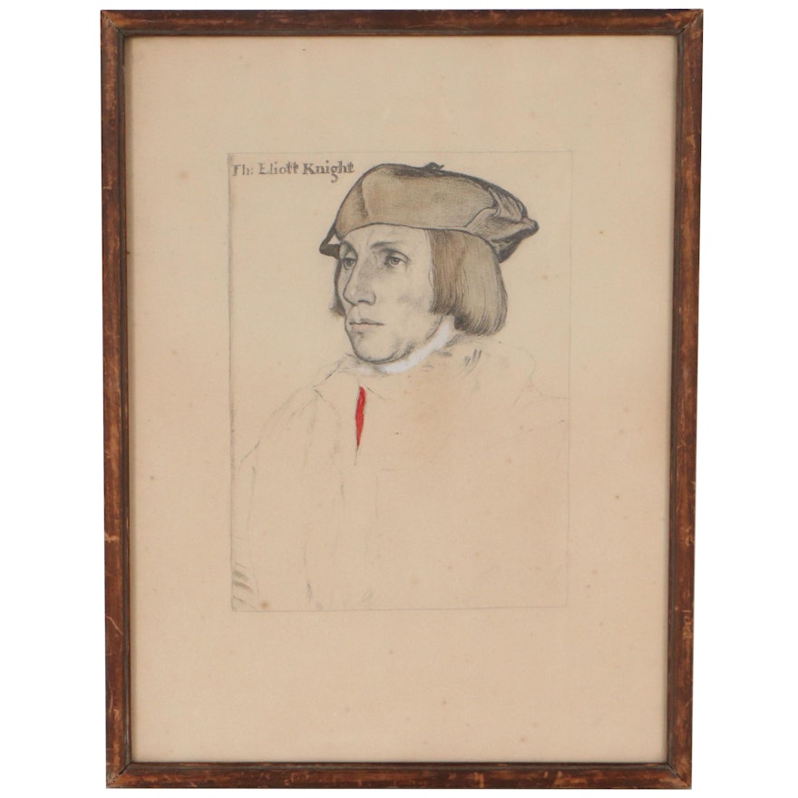 Gouache and Graphite Drawing After Hans Holbein the Younger "Sir Thomas Elyot"