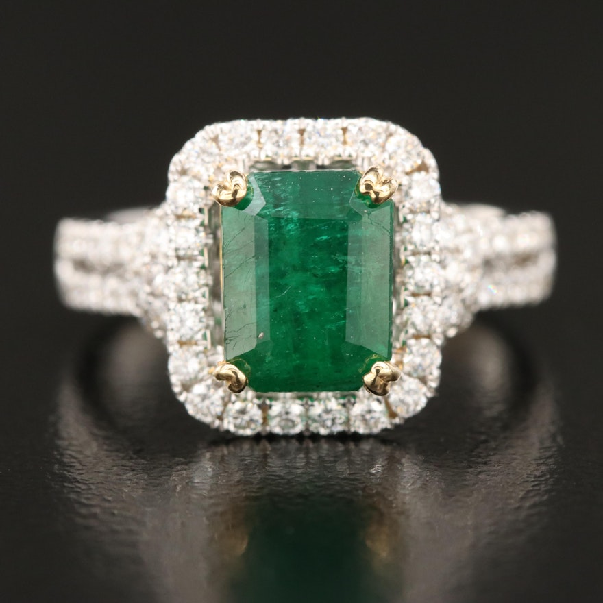14K 2.53 CT Emerald and Diamond Ring