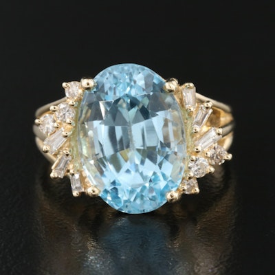 14K Topaz Ring with Diamond Accents