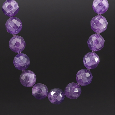 Amethyst Faceted Bead Necklace with Sterling Clasp