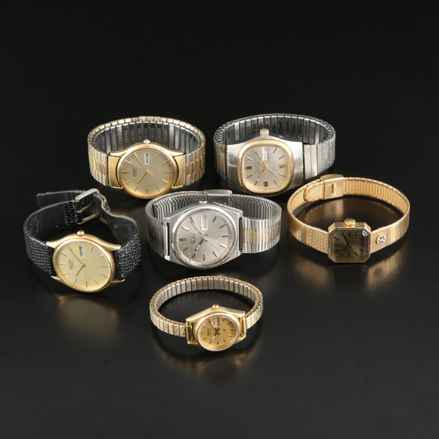 Six Quartz Wristwatches Featuring Seiko