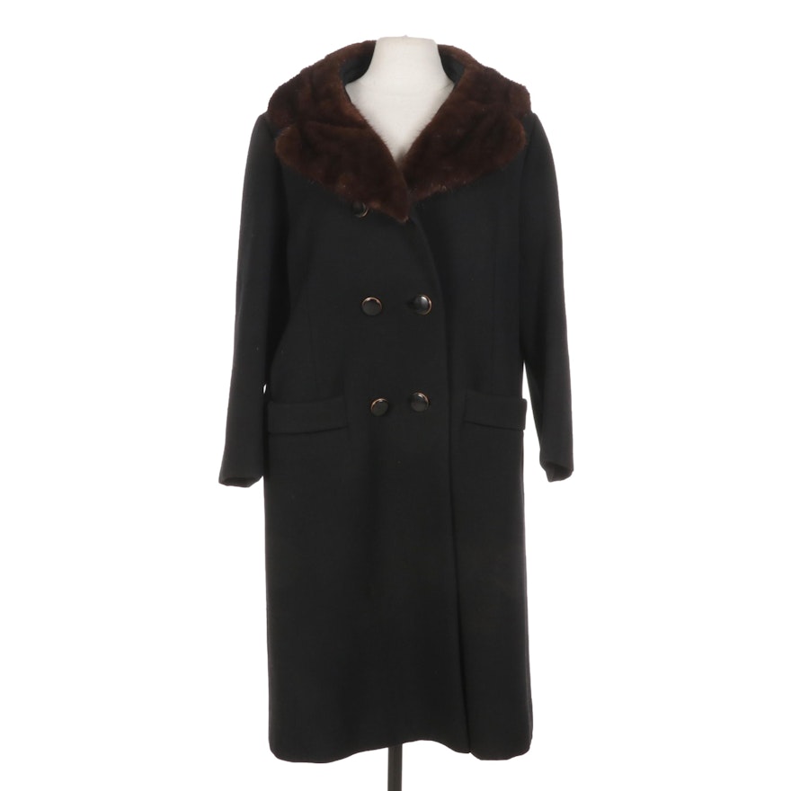 Double-Breasted Coat with Mink Fur Collar From Marshall Field & Company