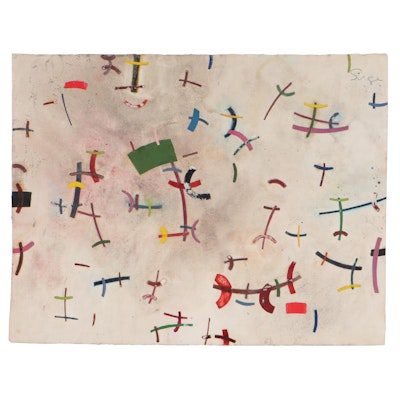 Walter Sorge Abstract Mixed Media Painting, Late 20th Century