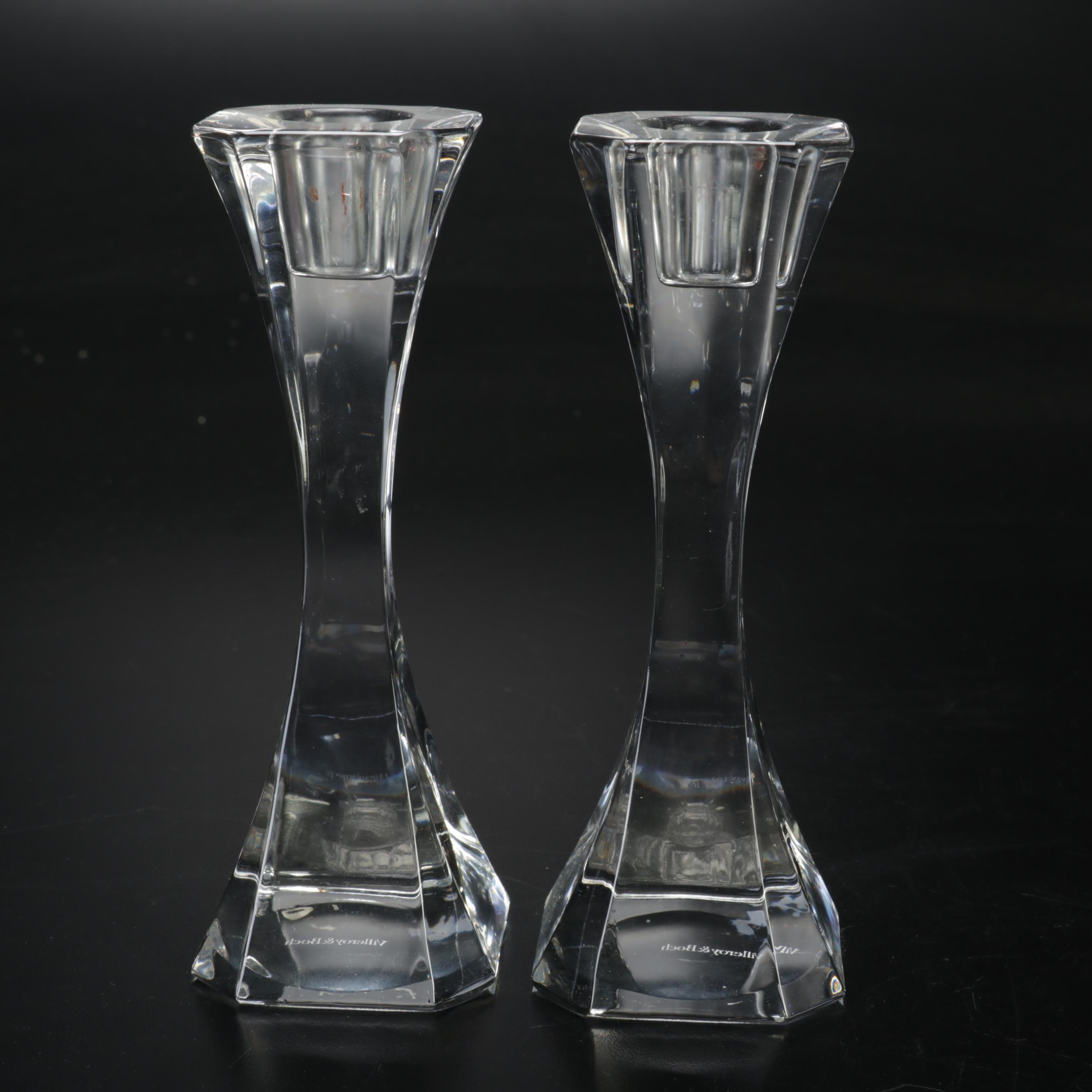 Villeroy and Boch Crystal Candle Sticks with Mikasa Salad Servers EBTH