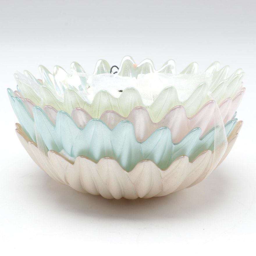 Akcam Iridescent Glass Flower Dessert Bowls