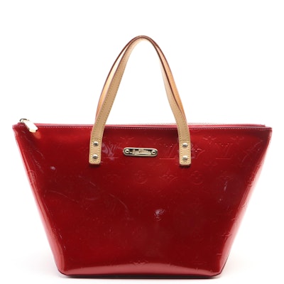 Louis Vuitton Bellevue PM Bag in Red Monogram Vernis and Vachetta Leather