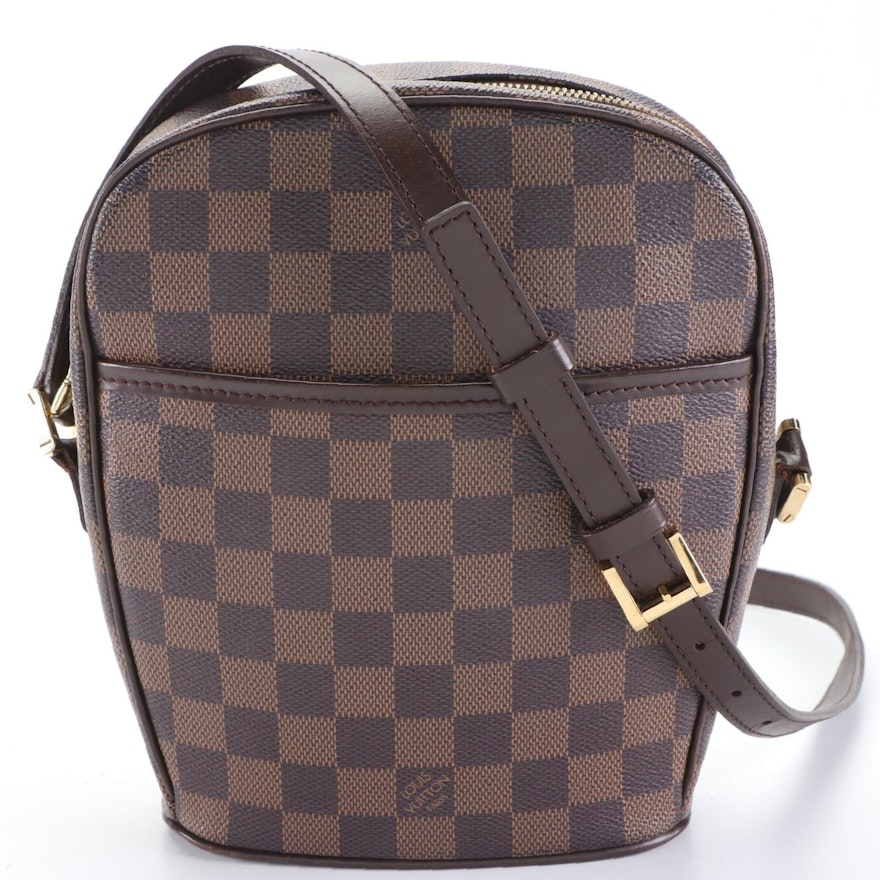 Louis Vuitton Ipanema PM Crossbody Bag in Damier Ebene Canvas and Leather