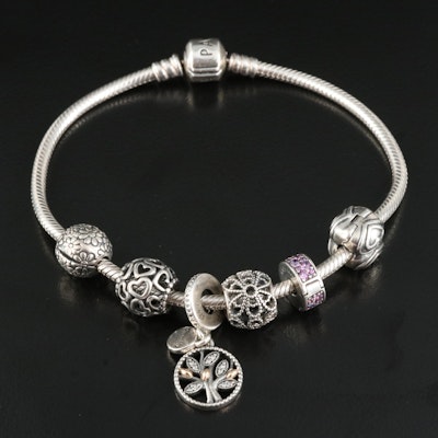 Pandora Sterling Charm Bracelet Including Cubic Zirconia Accents