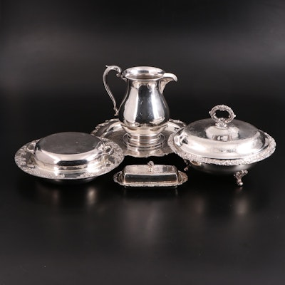 Wilcox "Joanne" Silver Plate Tray with Other Silver Plate Serveware