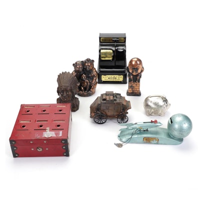 Home Budget, Uncle Sam's Register and Souvenir Metal Coin Banks, 20th Century