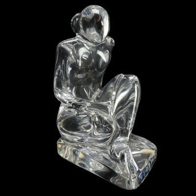 Baccarat Crystal Female Seated Nude Figurine by Robert Rigot