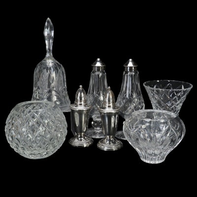 Waterford "Lismore" and Crown Sterling Shakers with Other Crystal Accessories