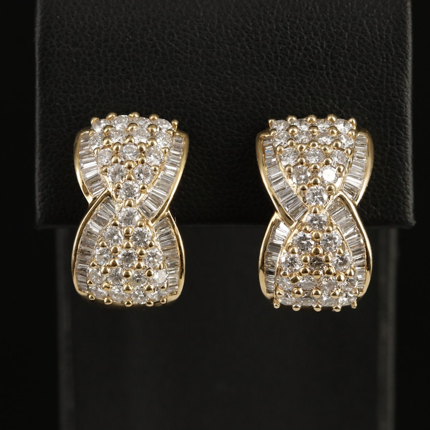 18K 3.88 CTW Diamond Crossover Earrings