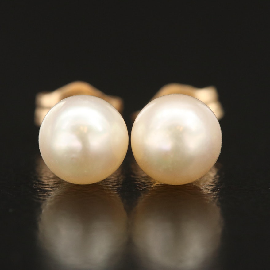 14K Pearl Stud Earrings