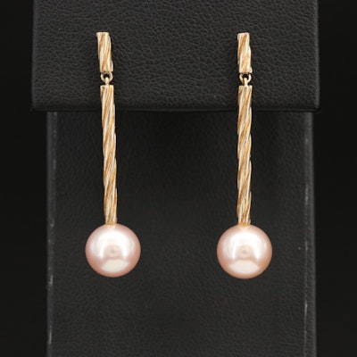 14K Pearl Pendulum Earrings