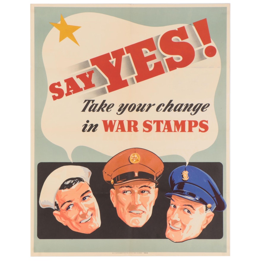 U.S. Government Wartime Advertisement Poster, Circa 1942