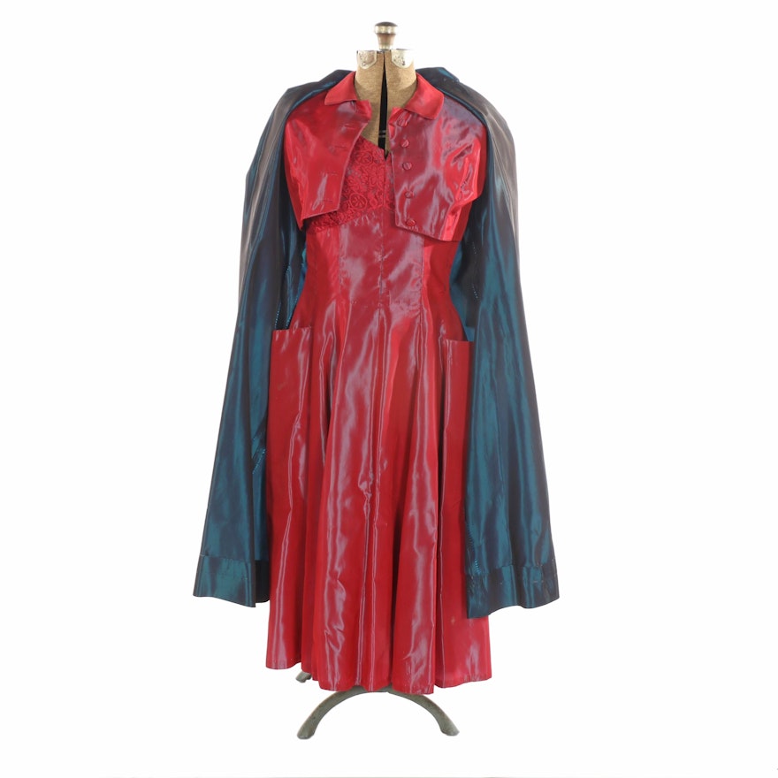 Handmade Evening Ensemble in Iridescent Fabric on Acme Adjustable Dress Form