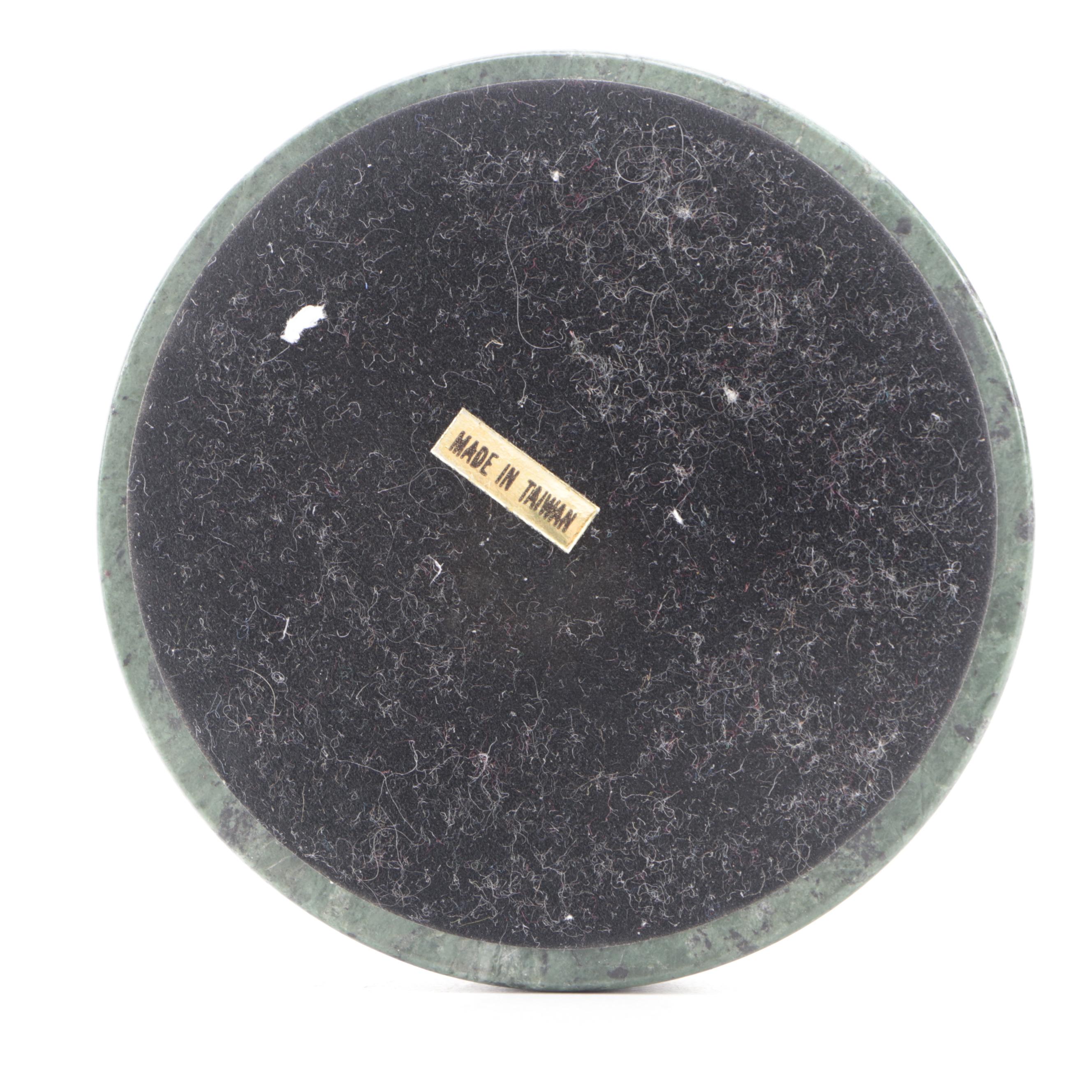 Mahogany Finish Desk Top Organizer with Marble and Brass Calendar EBTH