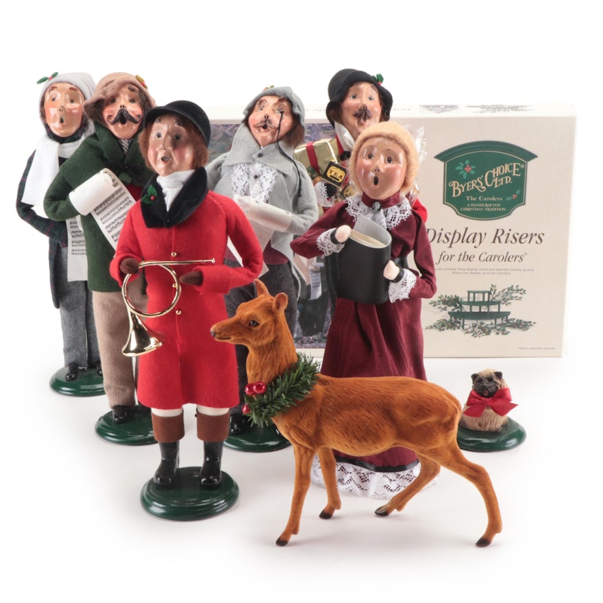 Byer's Choice Talbots and Other "Carolers" Christmas Figurines and Risers