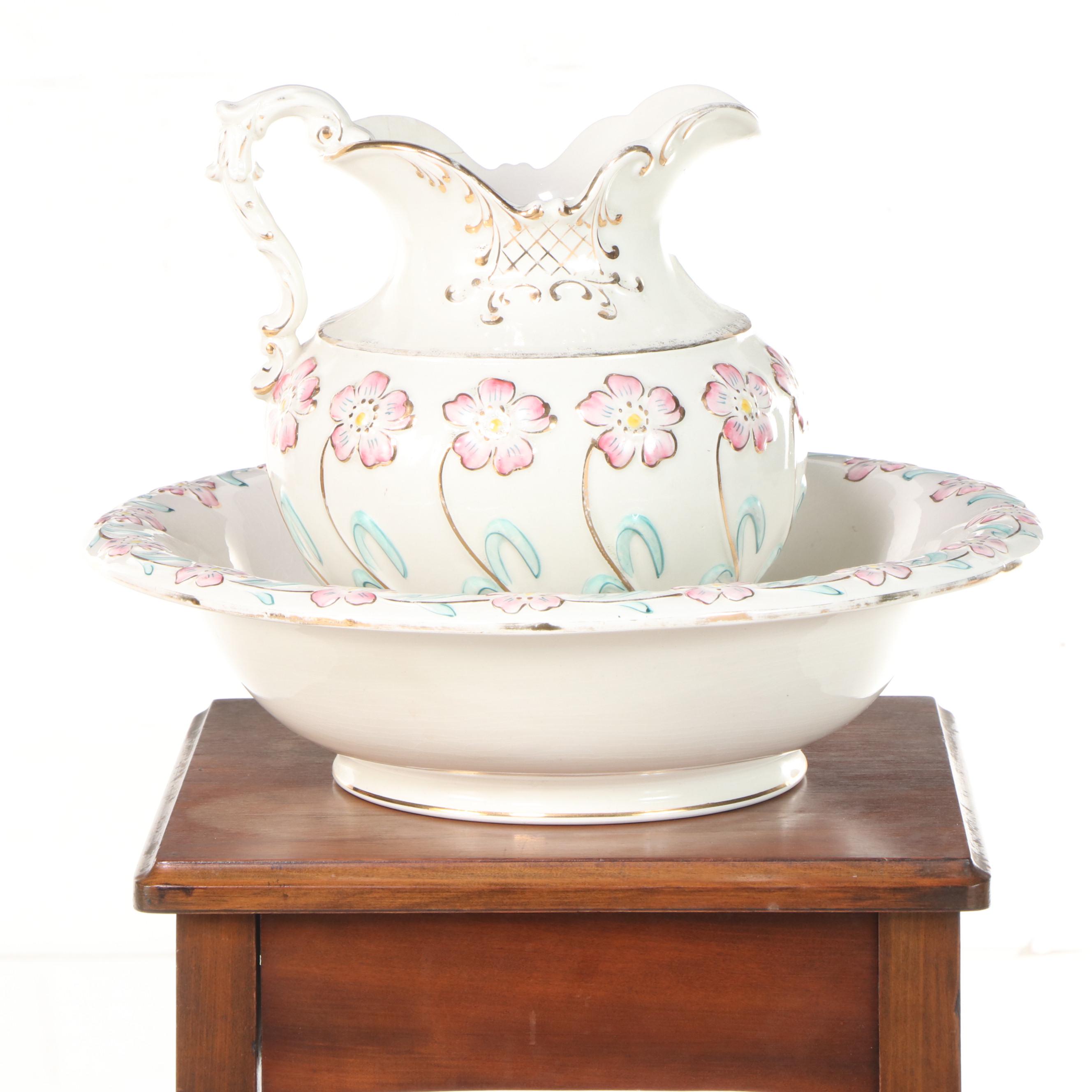 Washstand with Pitcher and Basin Set and Chamber Pot EBTH