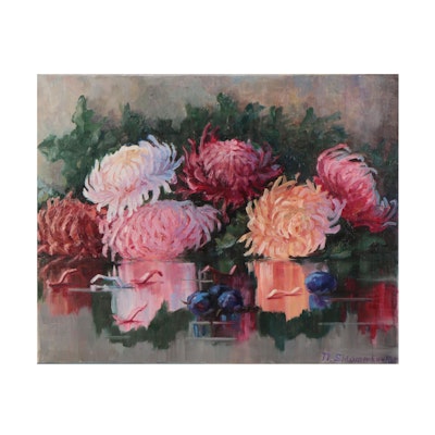 Nataliya Shlomenko Oil Painting "Chrysanthemums and Plums," 2022